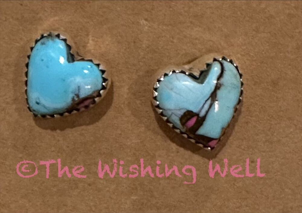 Unique Cotton Candy Heart Shaped Pushback Earrings .925 Sterling Silver